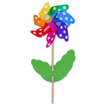 Windrad Blume mit Punkten ø 21 cm, Kunststoff, mit Holzstab L: 58 cm